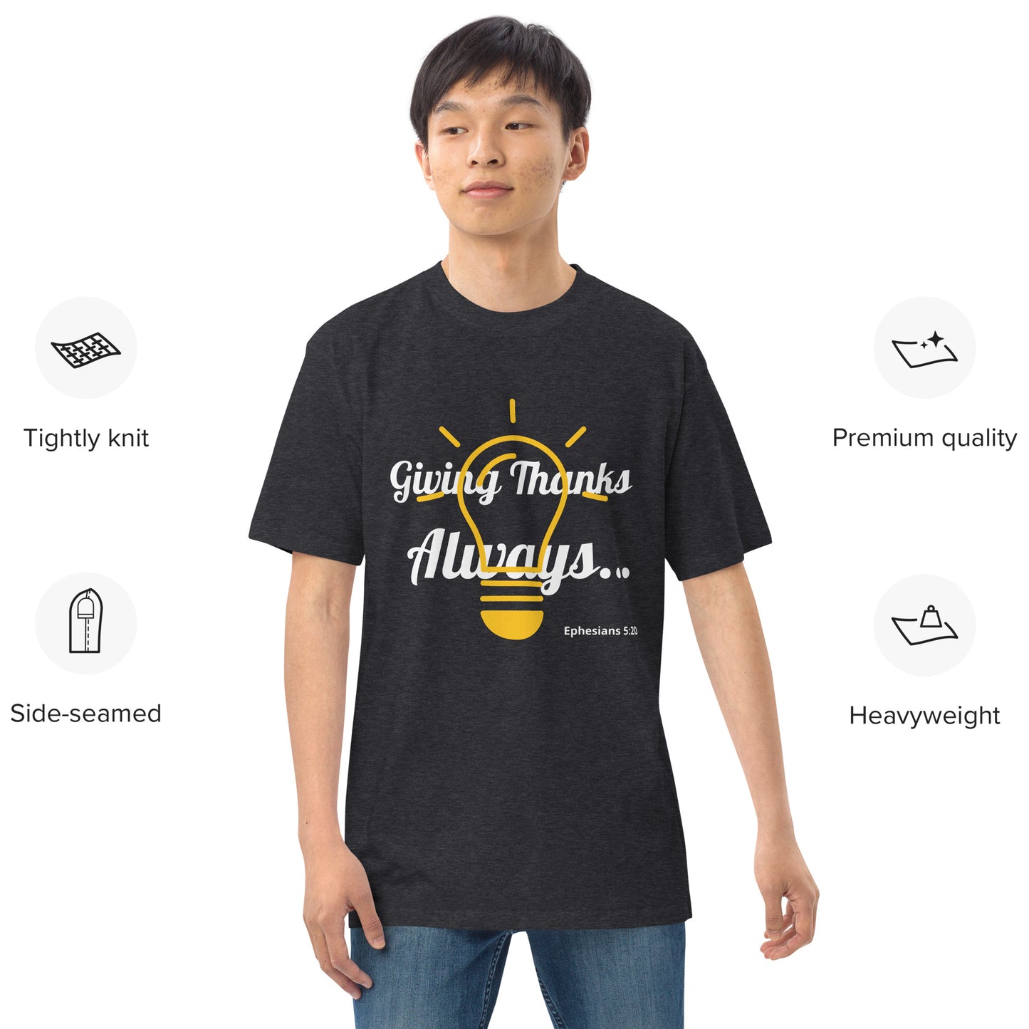 Men’s Premium Heavyweight Tee- Ephesians 5:20