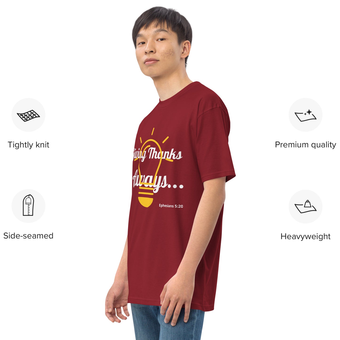 Men’s Premium Heavyweight Tee- Ephesians 5:20